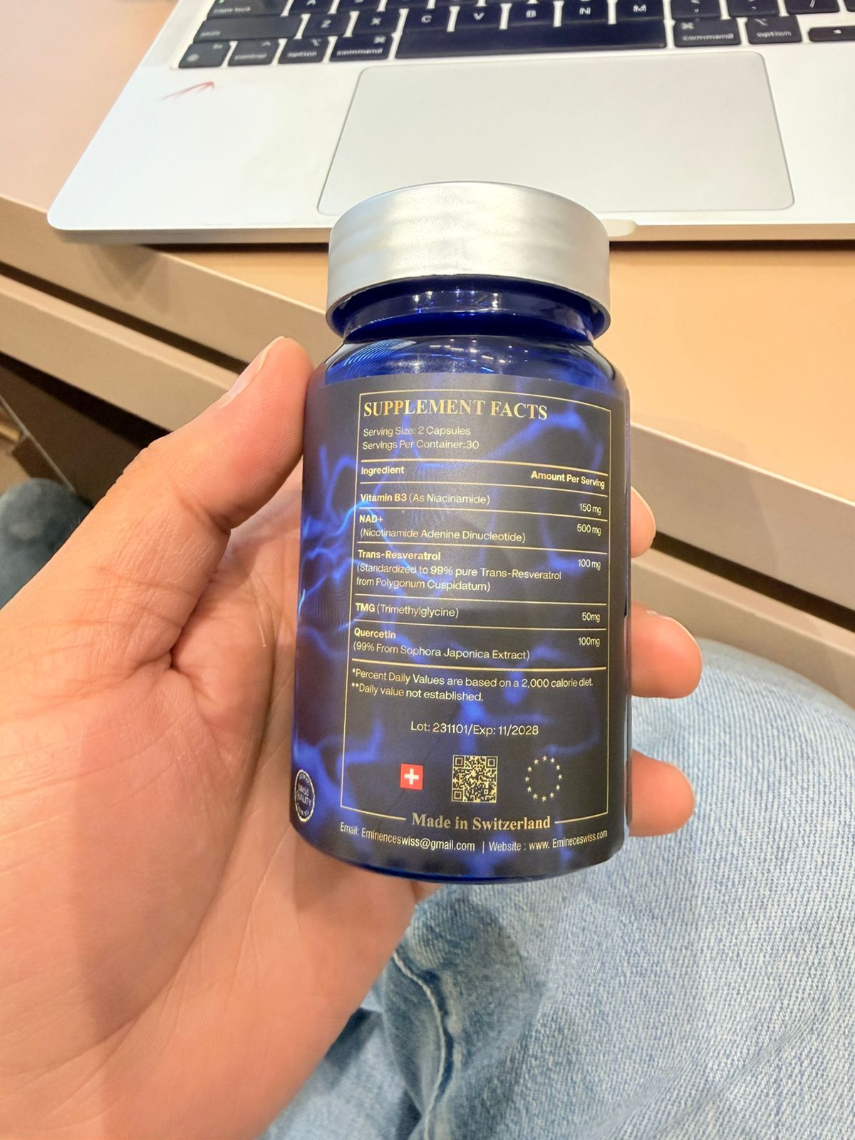 Eminence Swiss NAD+ 产品成分标签